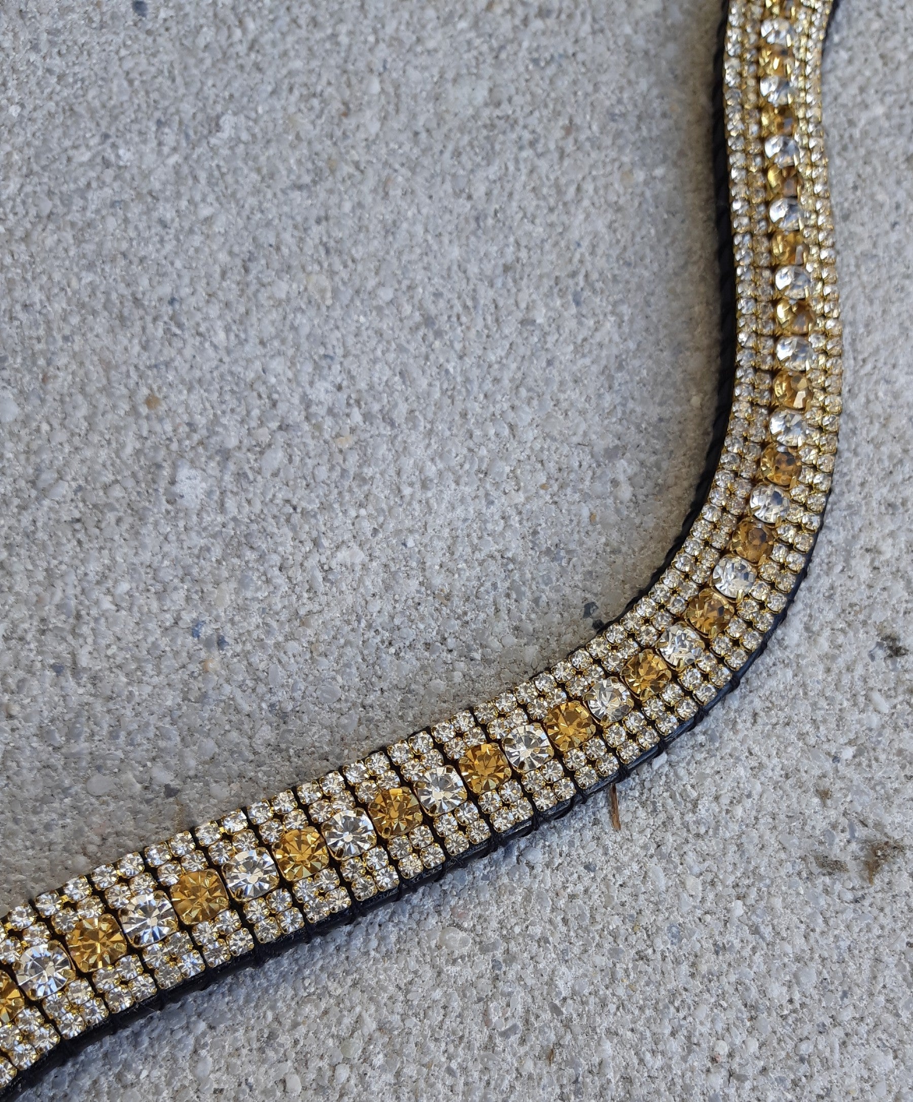Frontal strass argent et or