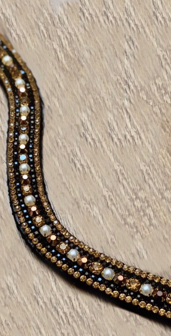 Black, gold and bronze rhinestone browband