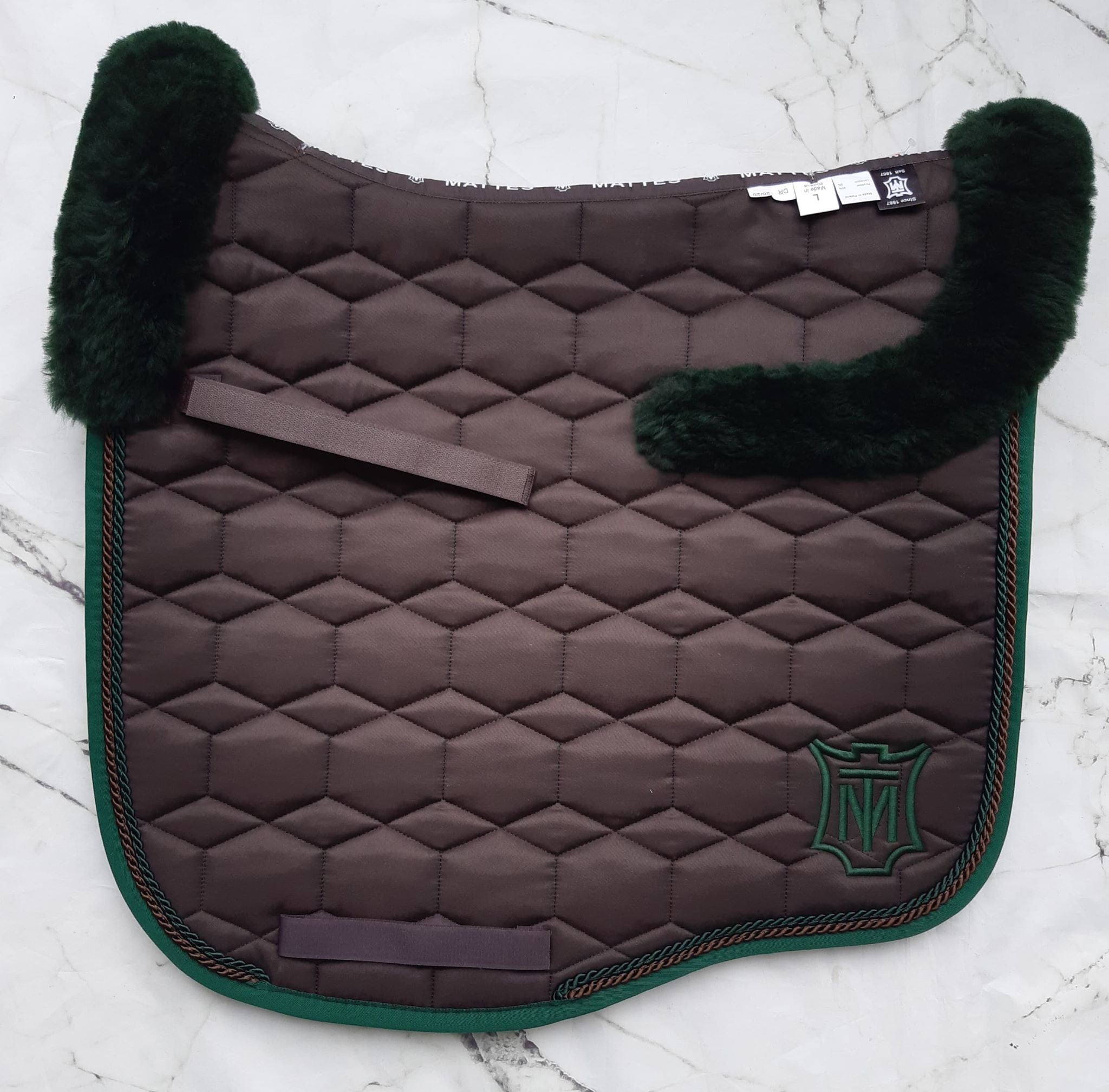Tapis Eurofit Marron satiné bord vert sapin - Mattes