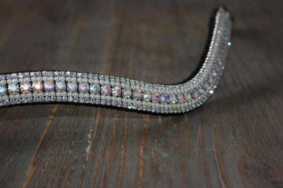 Frontal strass et perles blanc