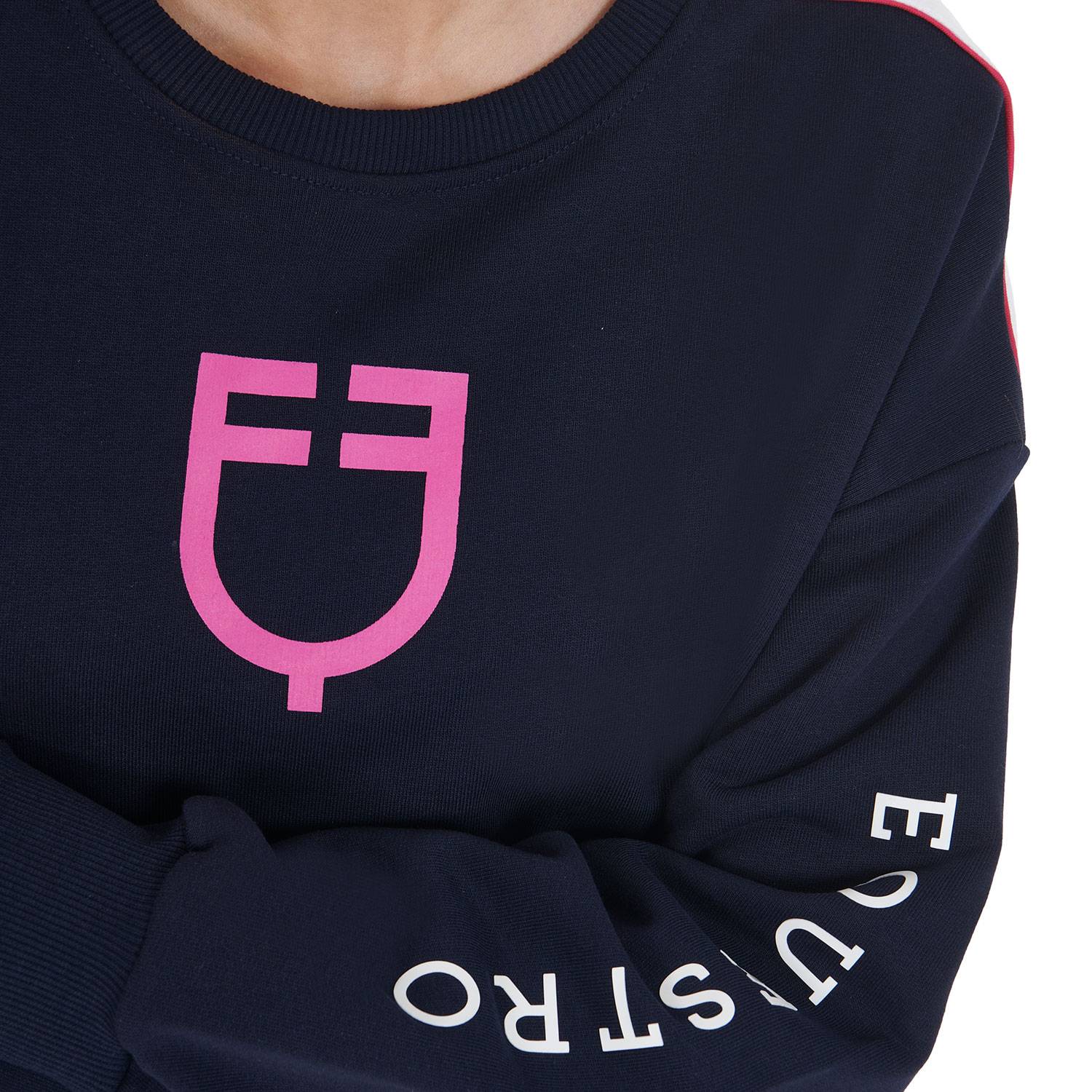Navy/fuchsia round-neck sweatshirt - Equestro