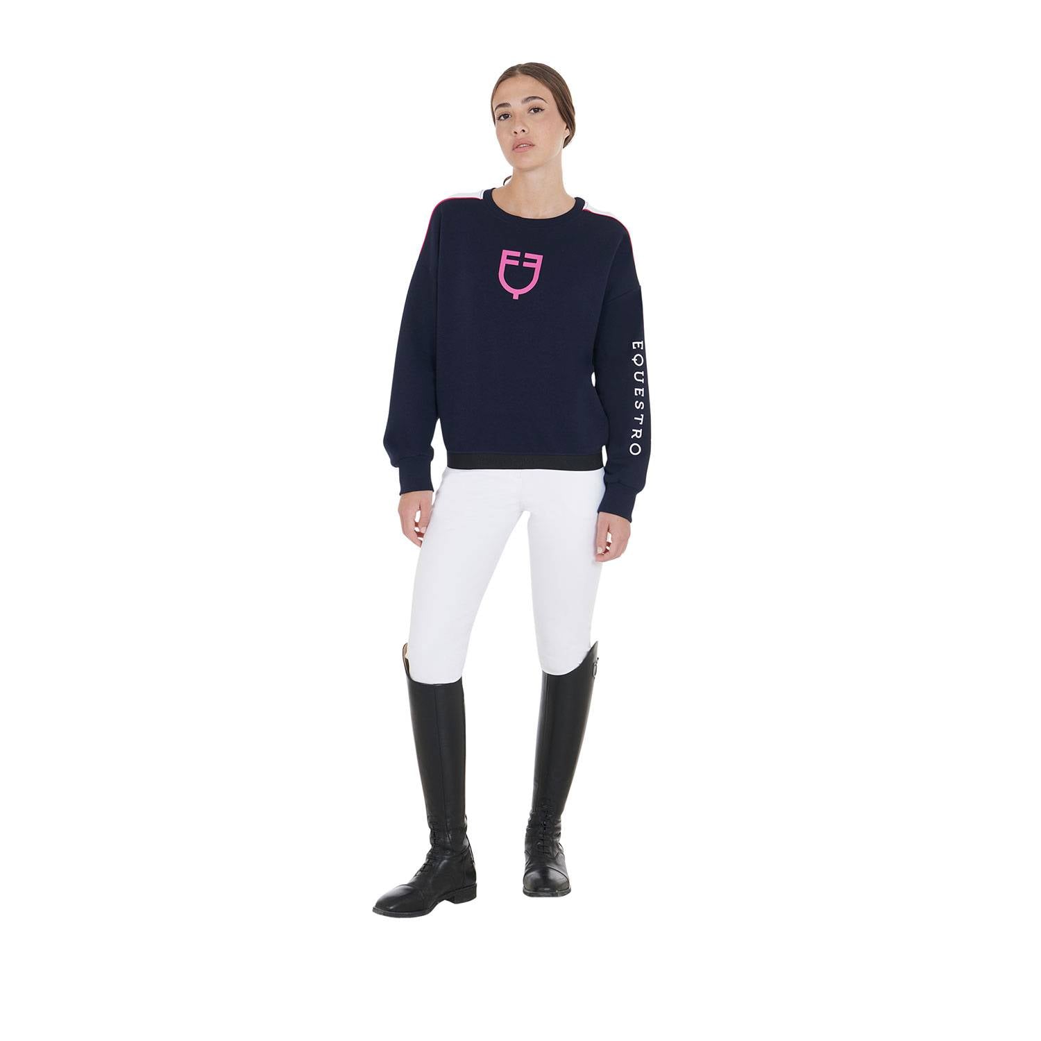 Navy/fuchsia round-neck sweatshirt - Equestro