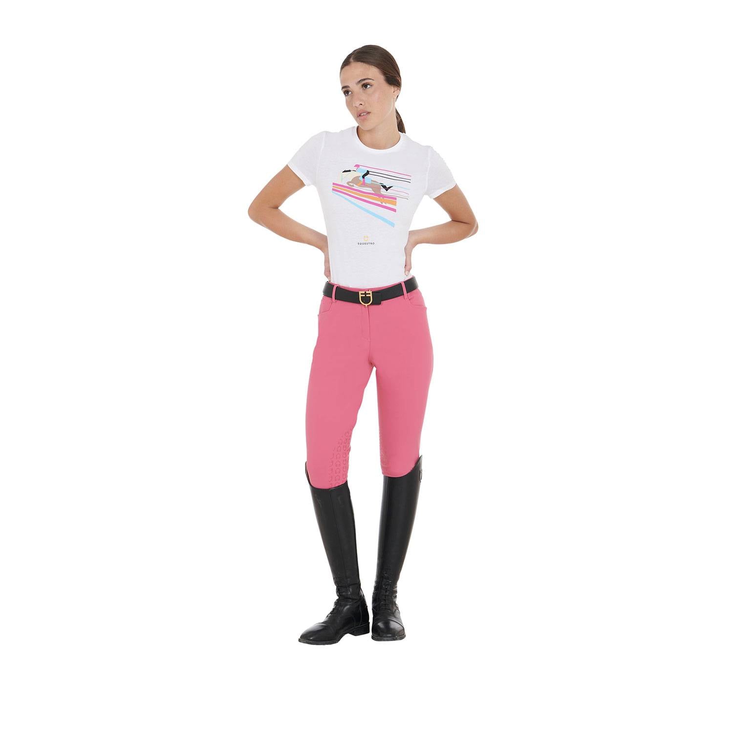 Colorful jump design fitted t-shirt - EQUESTRO