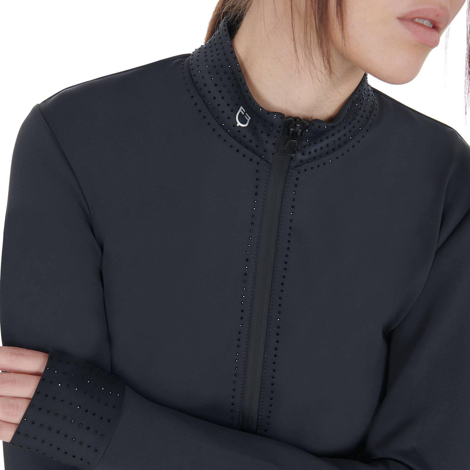 Zipped jacket with rhinestones - EQUESTRO
