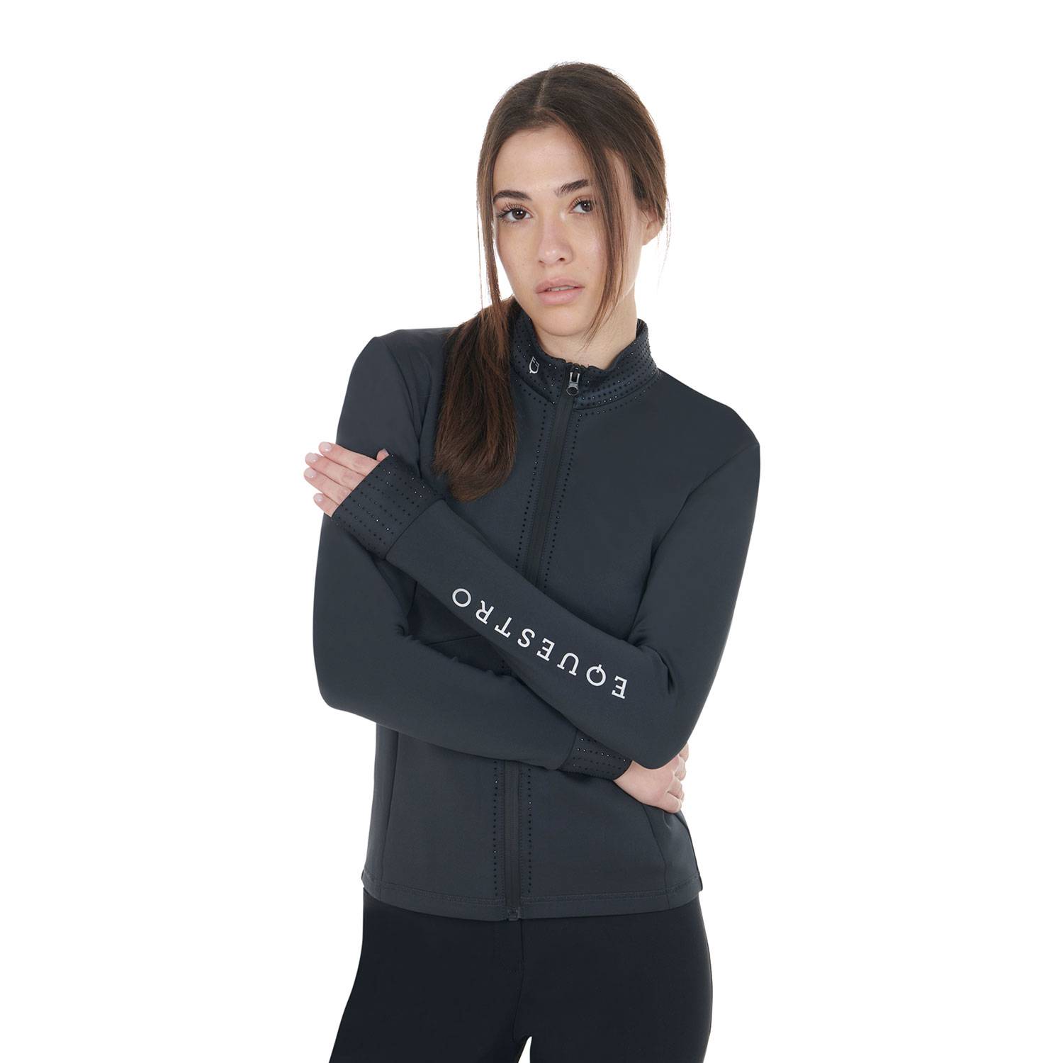 Zipped jacket with rhinestones - EQUESTRO