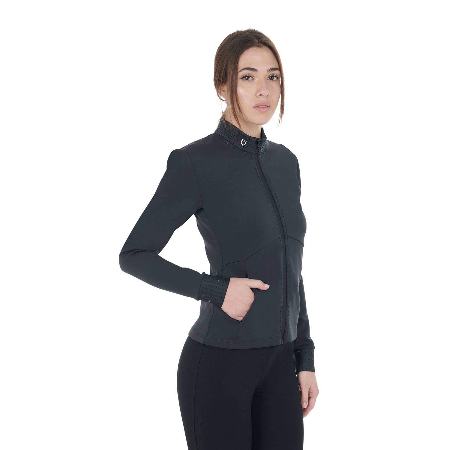 Zipped jacket with rhinestones - EQUESTRO
