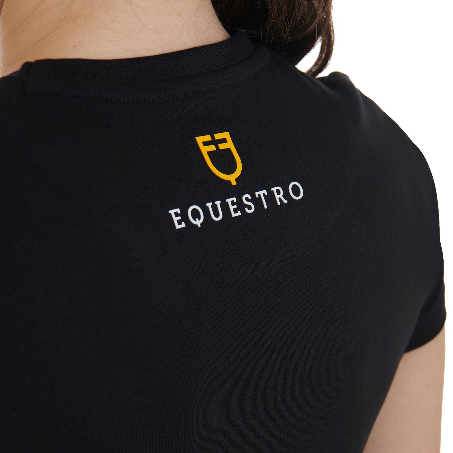 Slim fit t-shirt with rosegold rhinestones - EQUESTRO