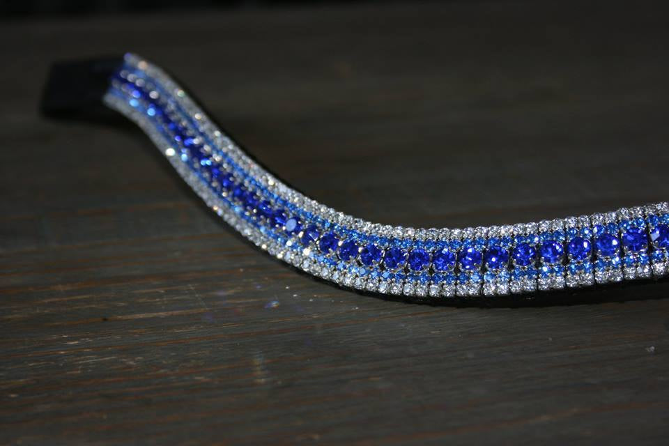 Frontal à strass - Argent et bleu