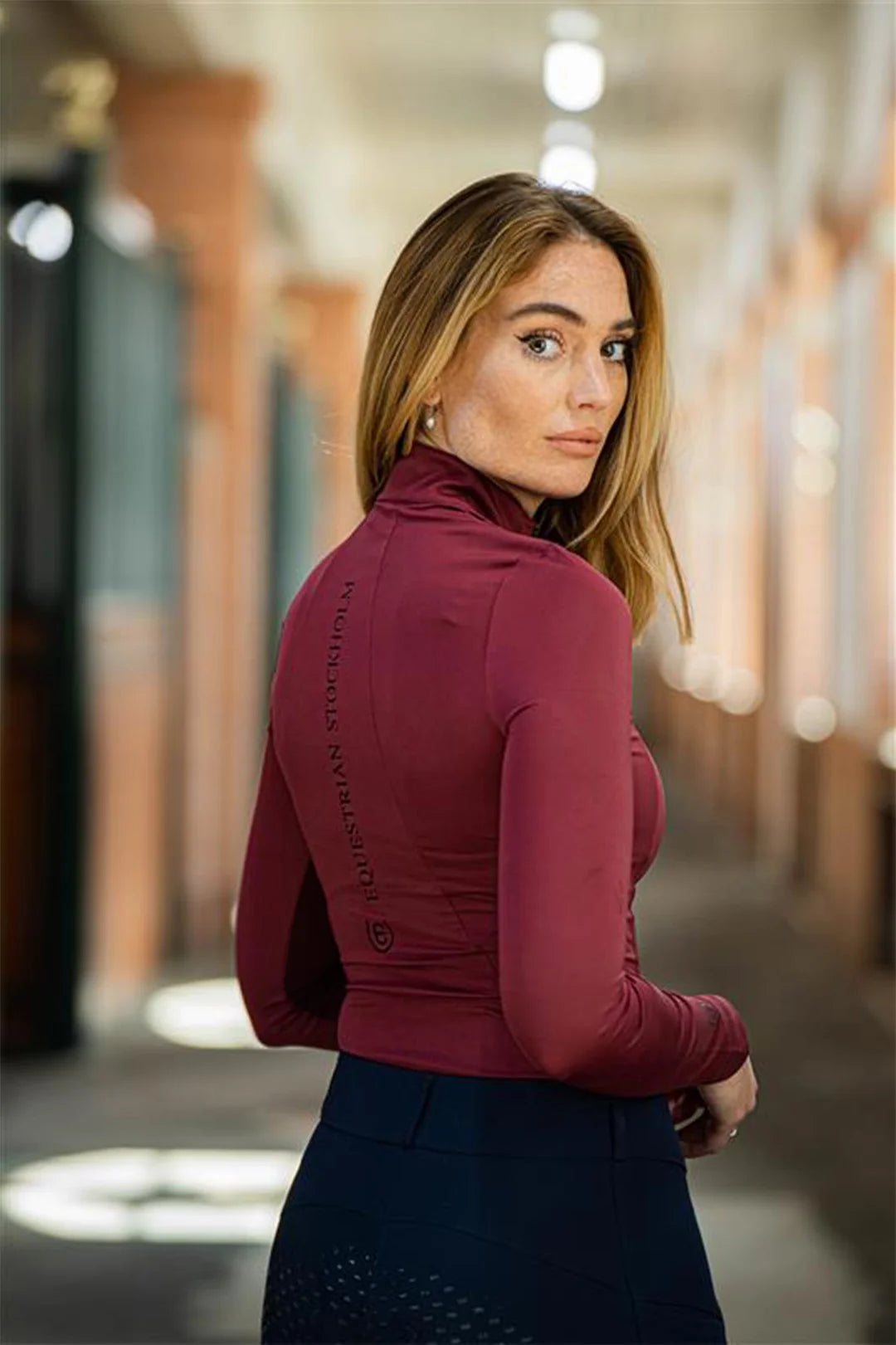Polo manches longues Air Breeze Sunshirt Bordeaux - Equestrian Stockholm