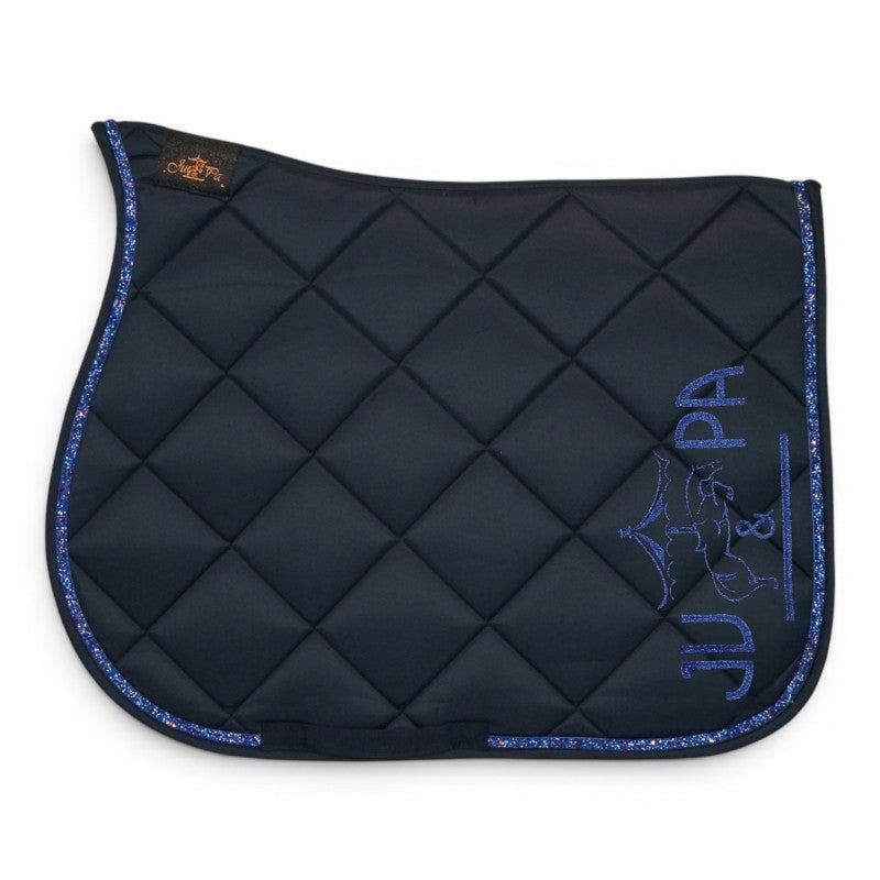 Tapis de selle Bleu marine galon disco bleu BRODERIE - JU&PA