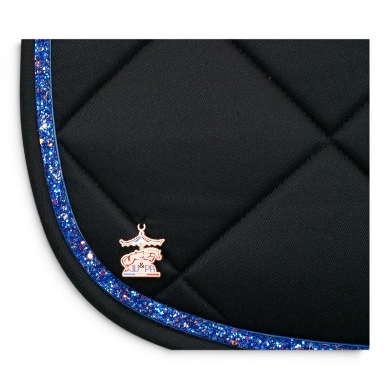 Tapis de selle Noir galon bleu - JU&PA