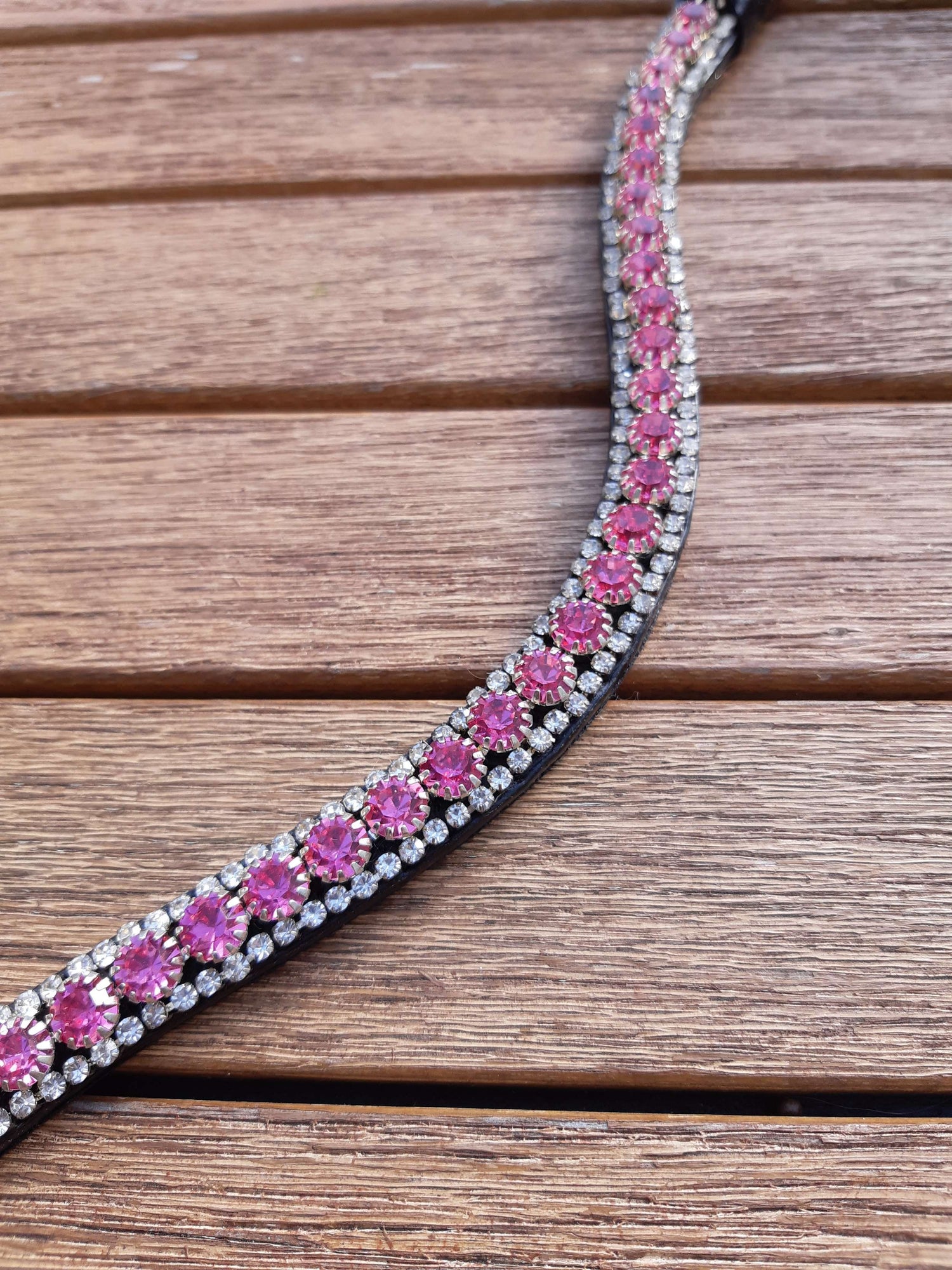 Frontal strass argent et rose