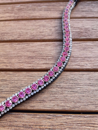 Frontal strass argent et rose