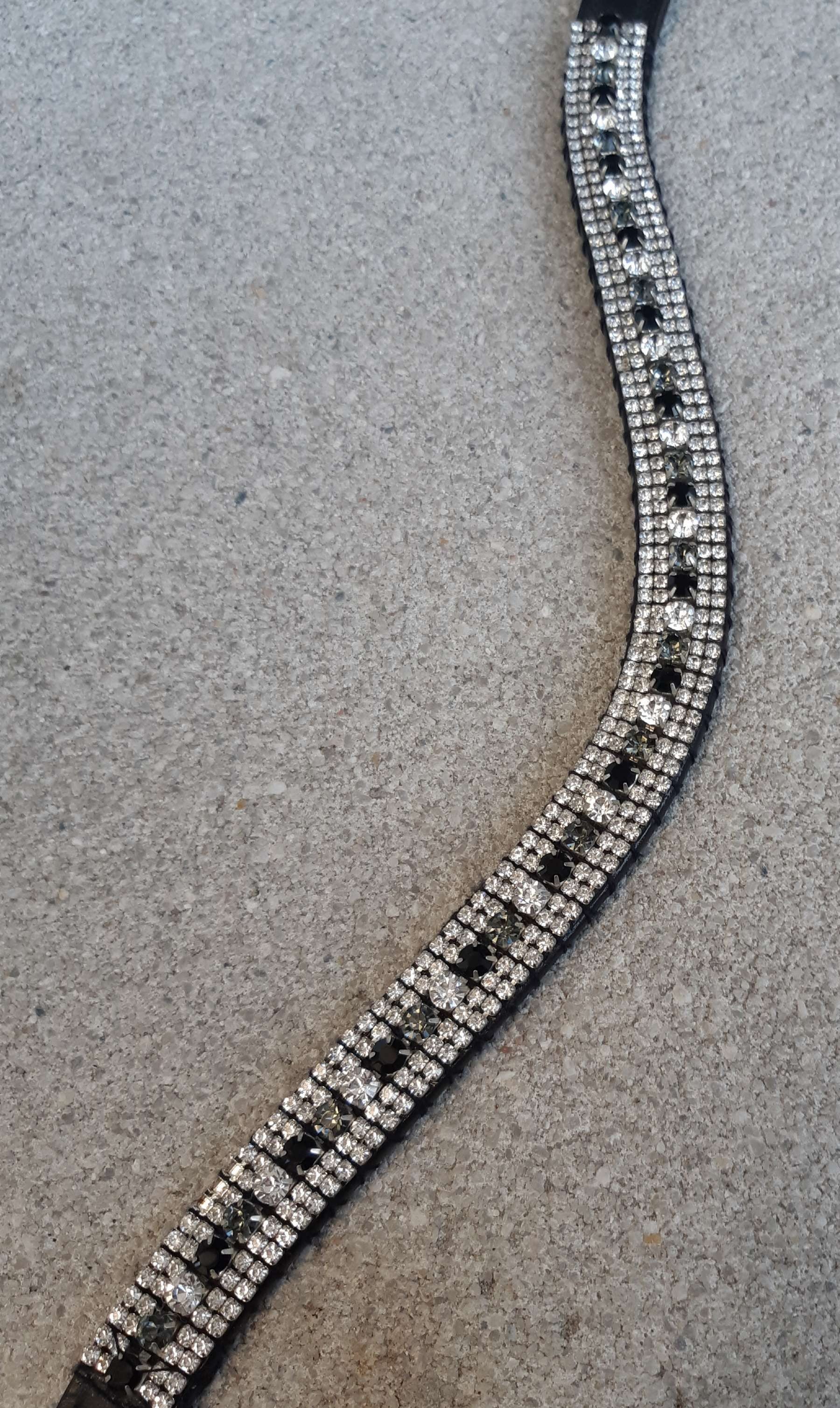 Rhinestone browband - black, gray and white