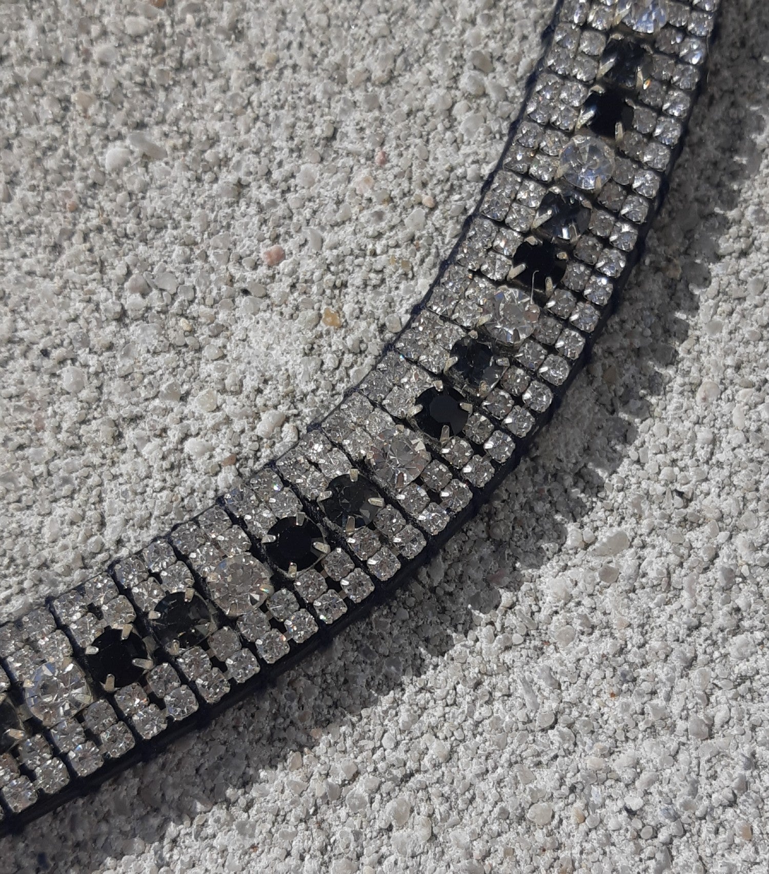 Rhinestone browband - black, gray and white