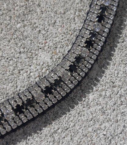 Rhinestone browband - black, gray and white