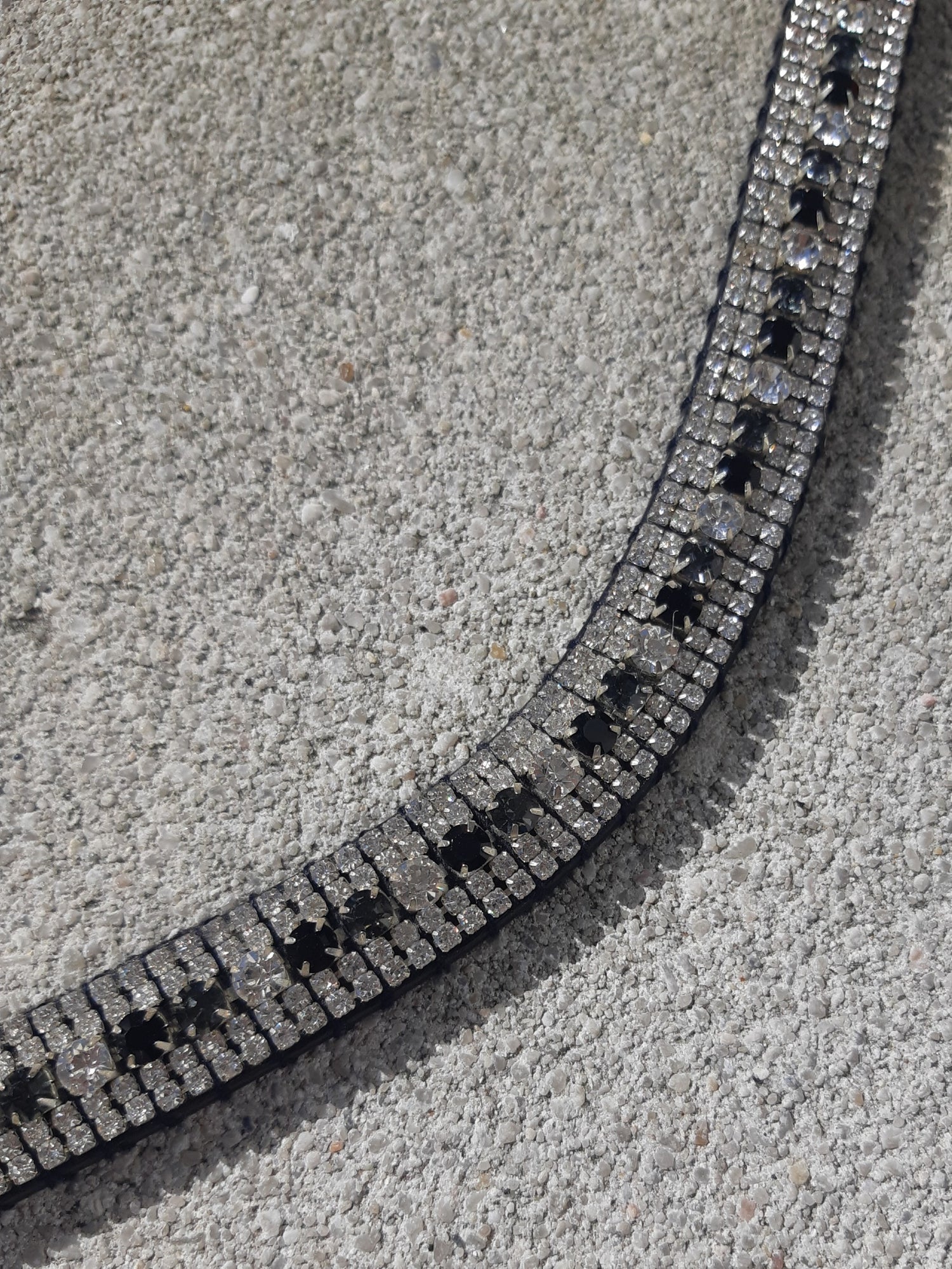 Rhinestone browband - black, gray and white