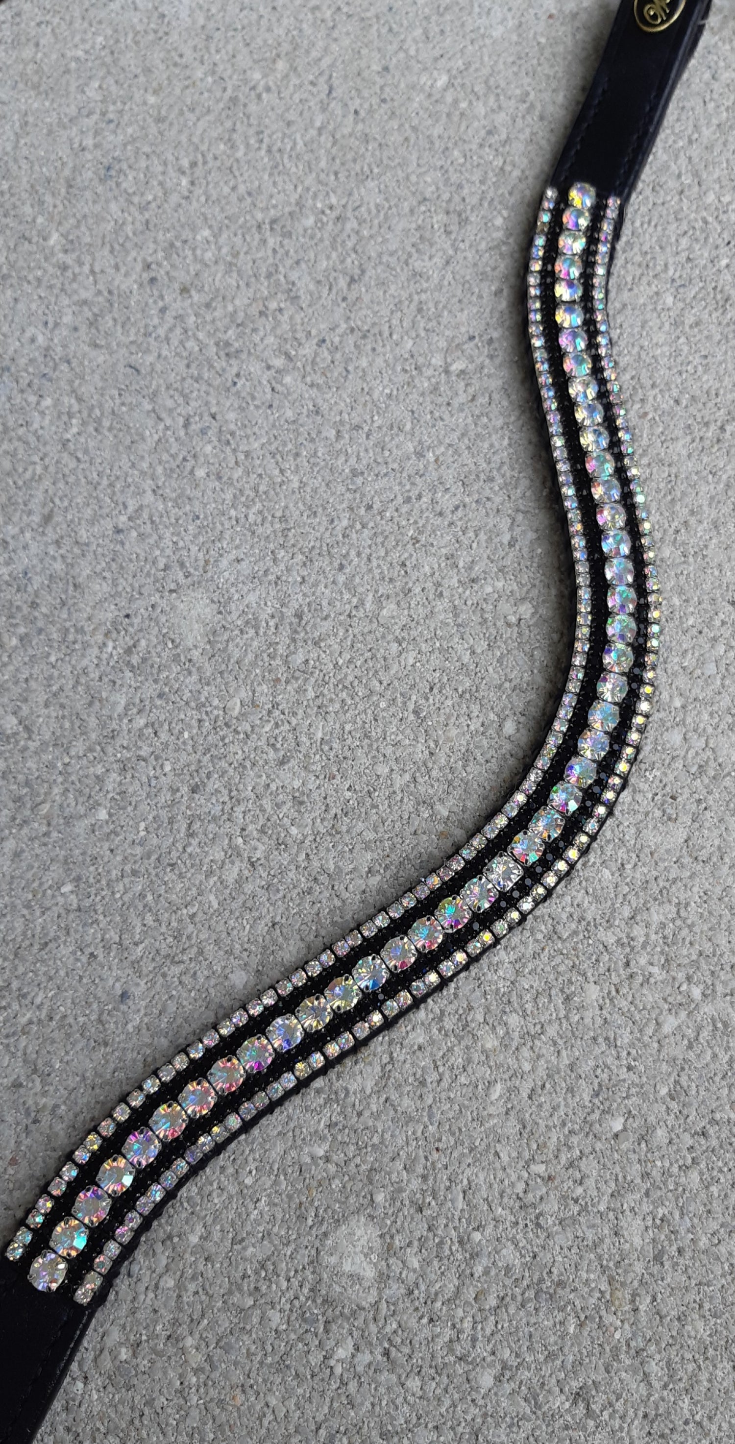 Frontal strass blanc à reflets et noir