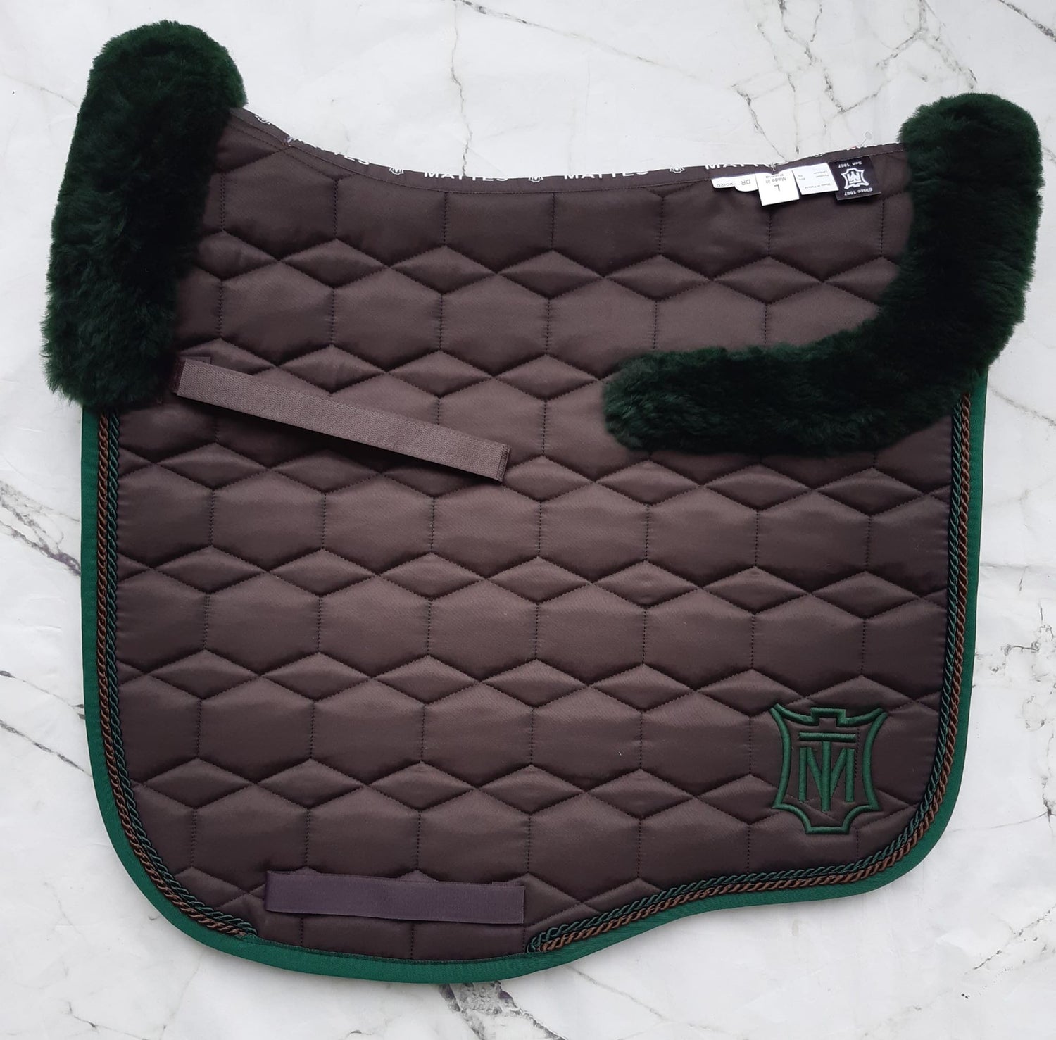 Tapis Eurofit Marron satiné bord vert sapin - Mattes