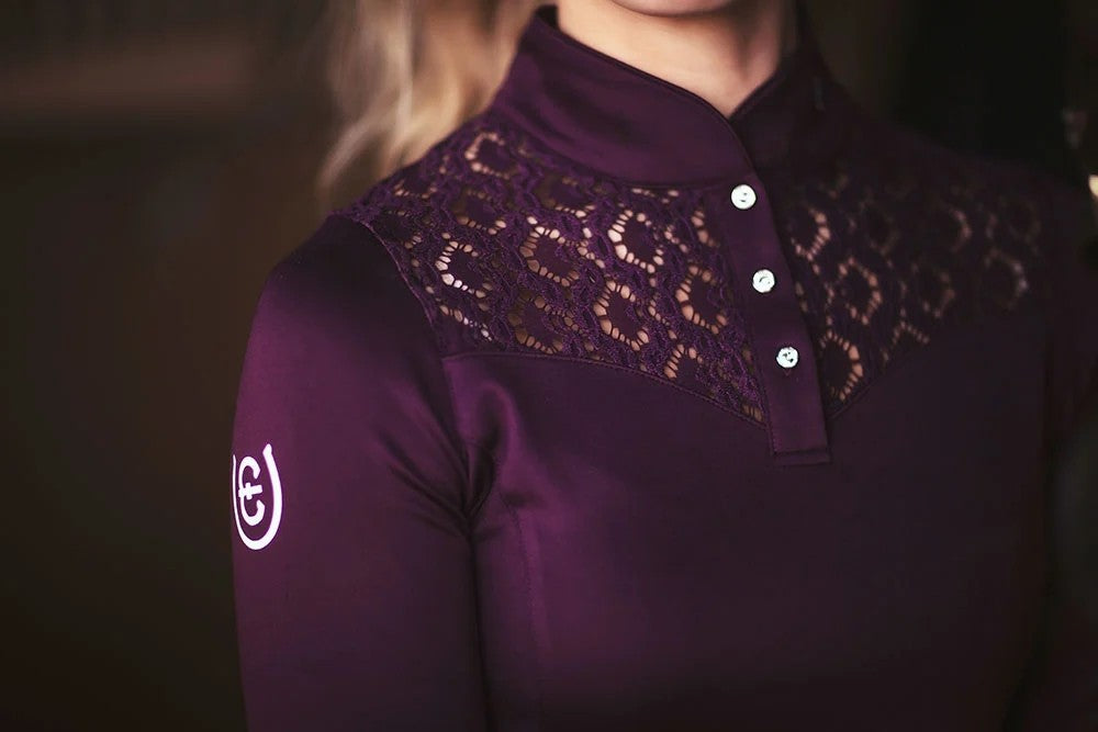Champion Top Purple White competition polo shirt - Equestrian Stockholm