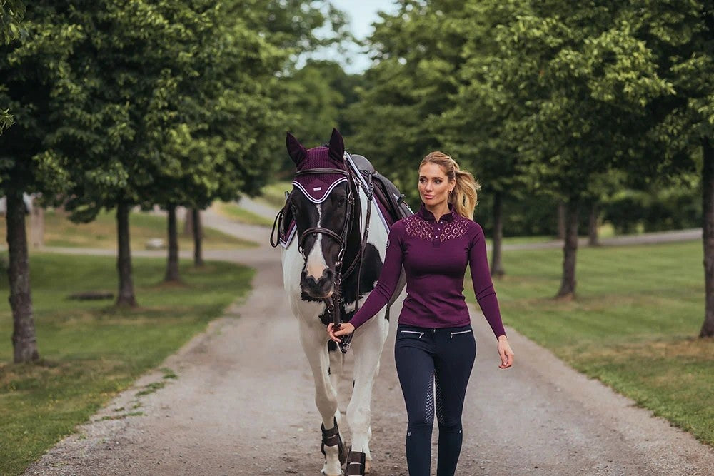 Champion Top Purple White competition polo shirt - Equestrian Stockholm