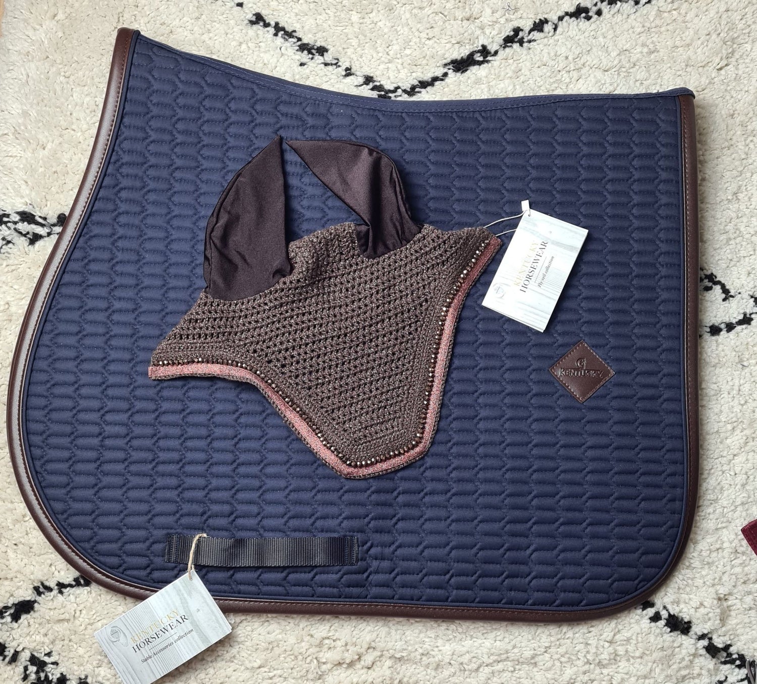 MIXED Color Edition Leather Navy Carpet &amp;amp; Brown Glitter Band Bonnet - Kentucky