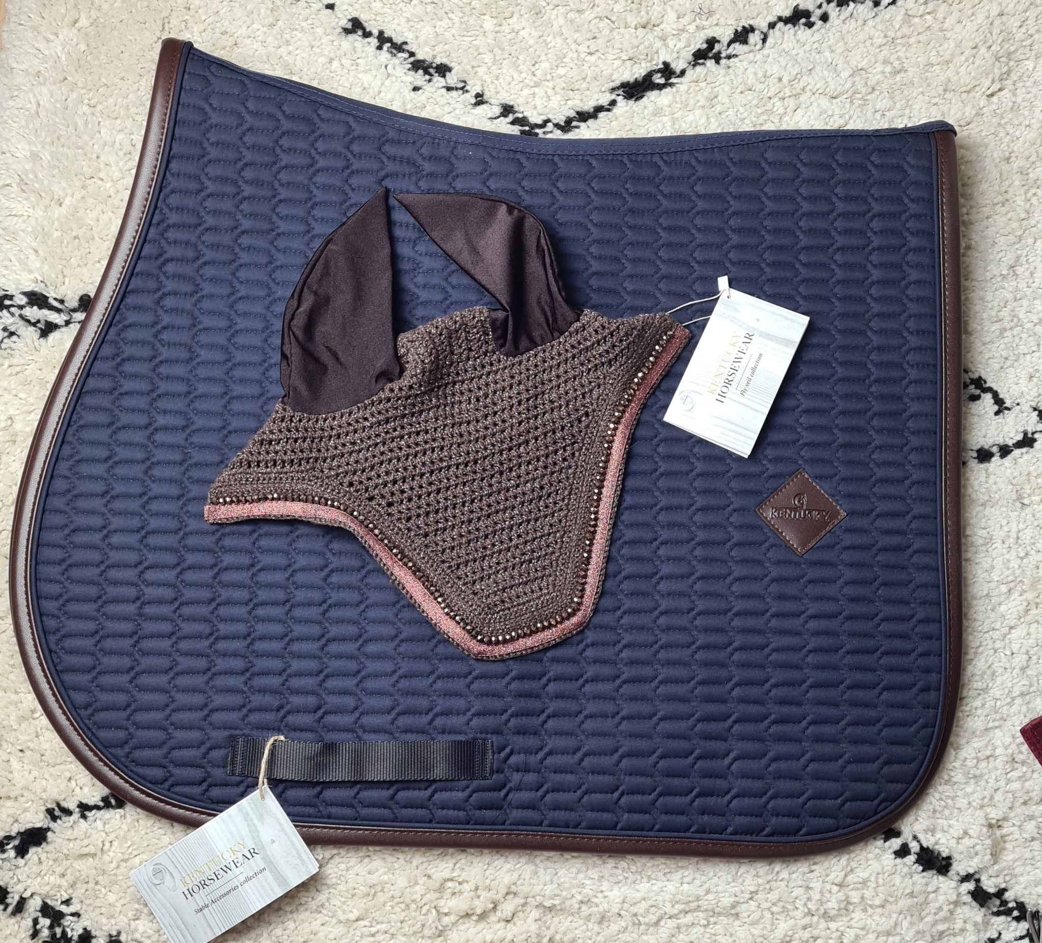 MIXED Color Edition Leather Navy Carpet &amp;amp; Brown Glitter Band Bonnet - Kentucky