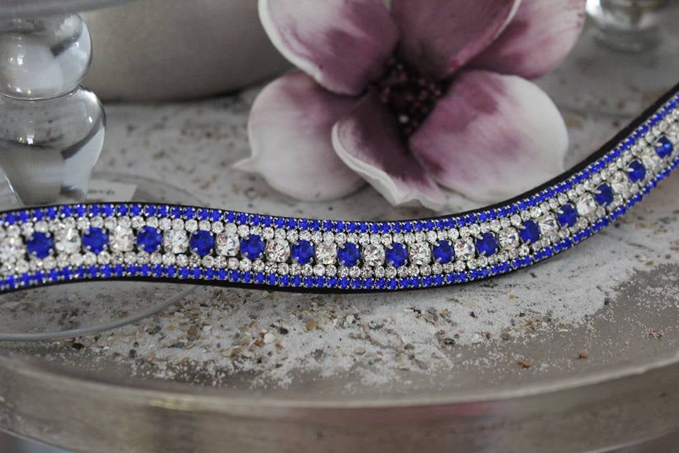 Frontal strass blanc et bleu roy