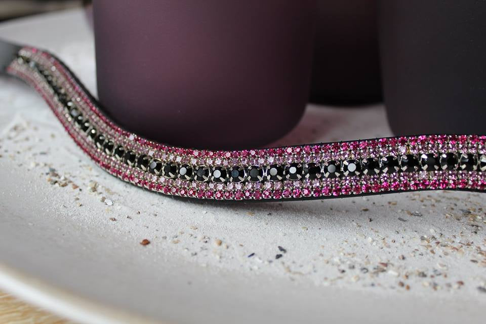 Frontal strass blanc rose et noir