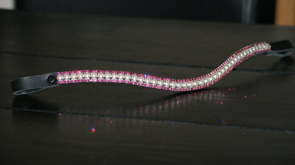Frontal strass rose et perles WW
