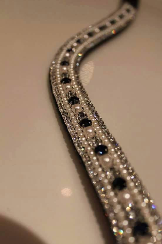 Frontal strass - blanc, perle et marine