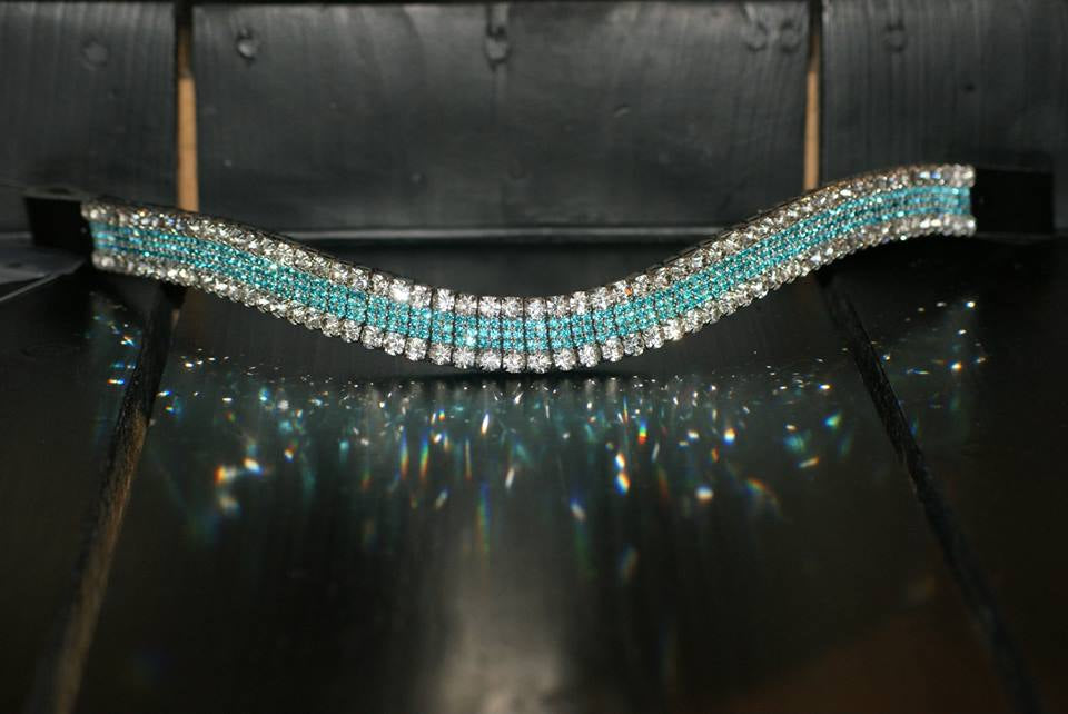 Frontal strass blanc et turquoise WW