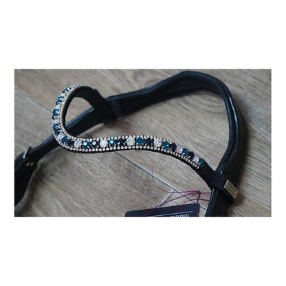 Navy blue and turquoise blue rhinestone browband