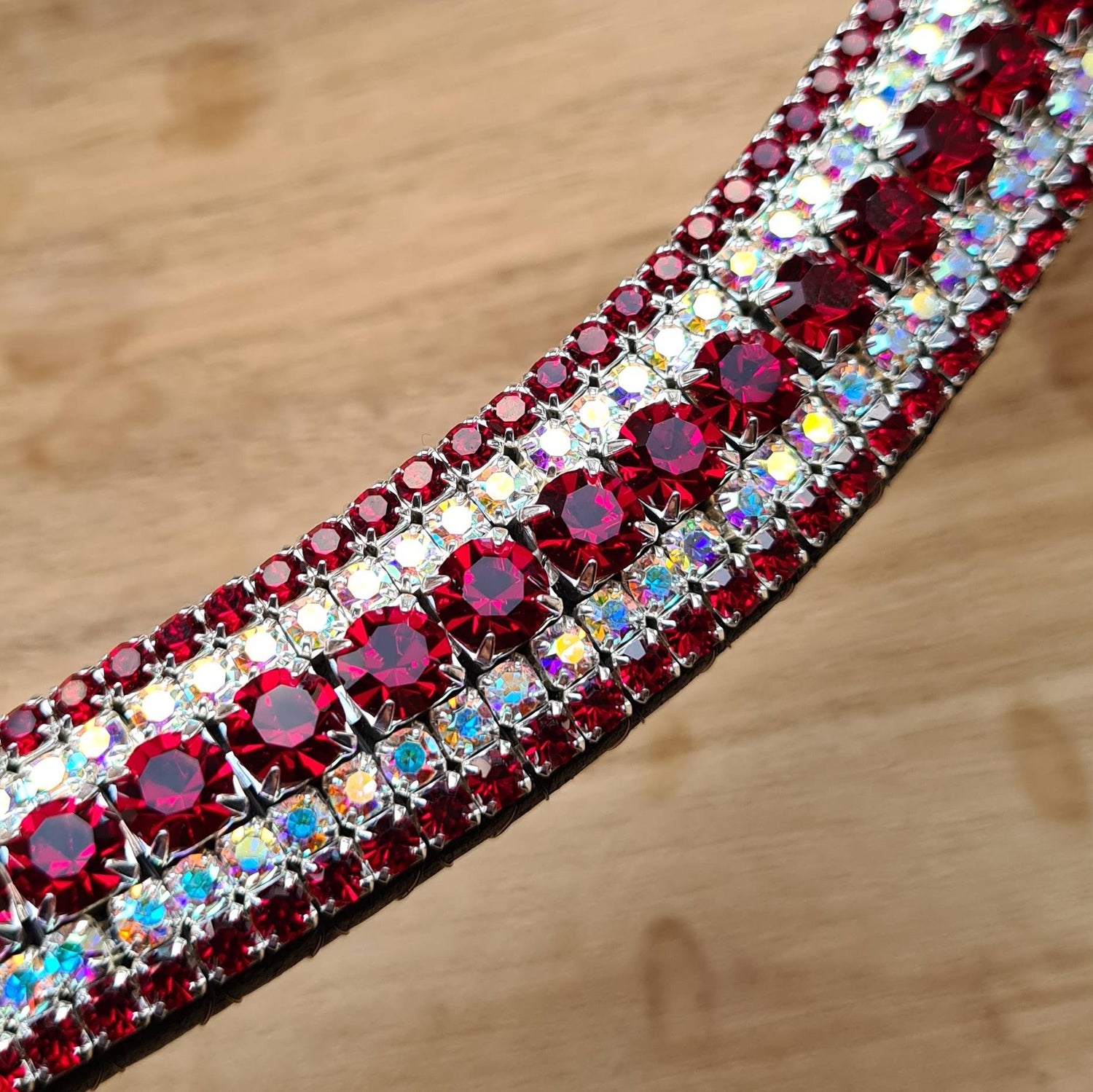 White and burgundy rhinestone frontal