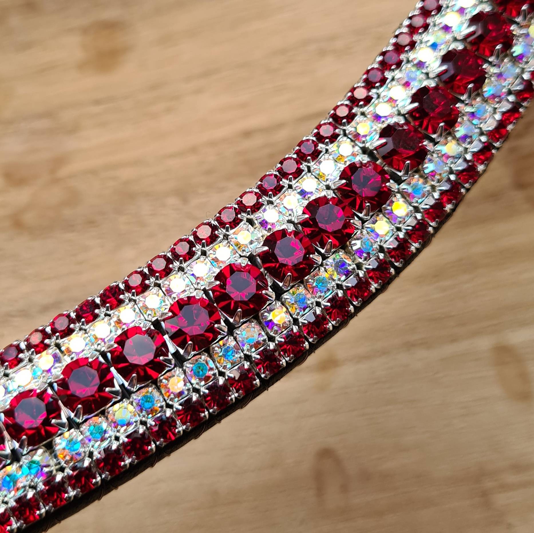 White and burgundy rhinestone frontal