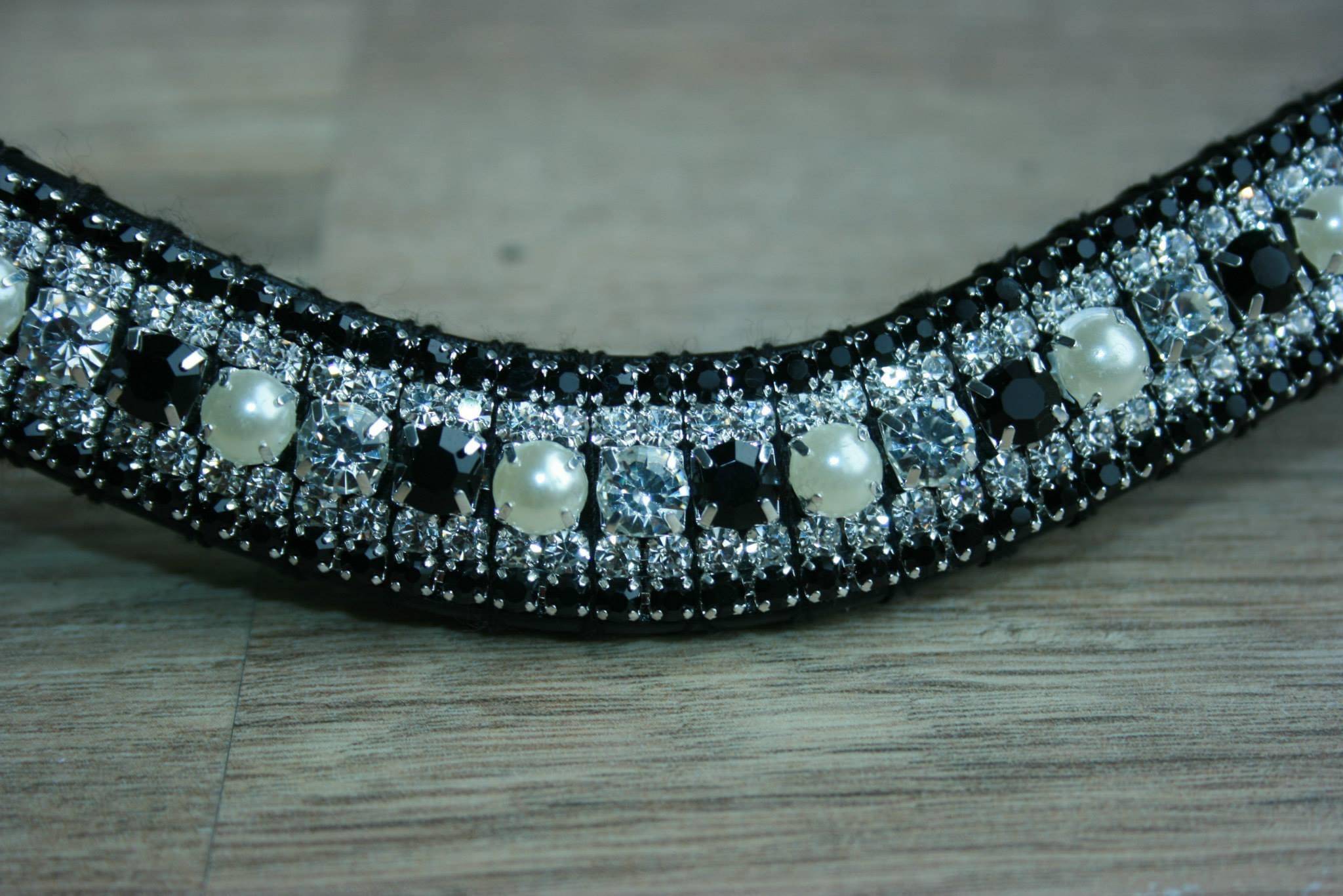 Black, white and pearl rhinestone browband