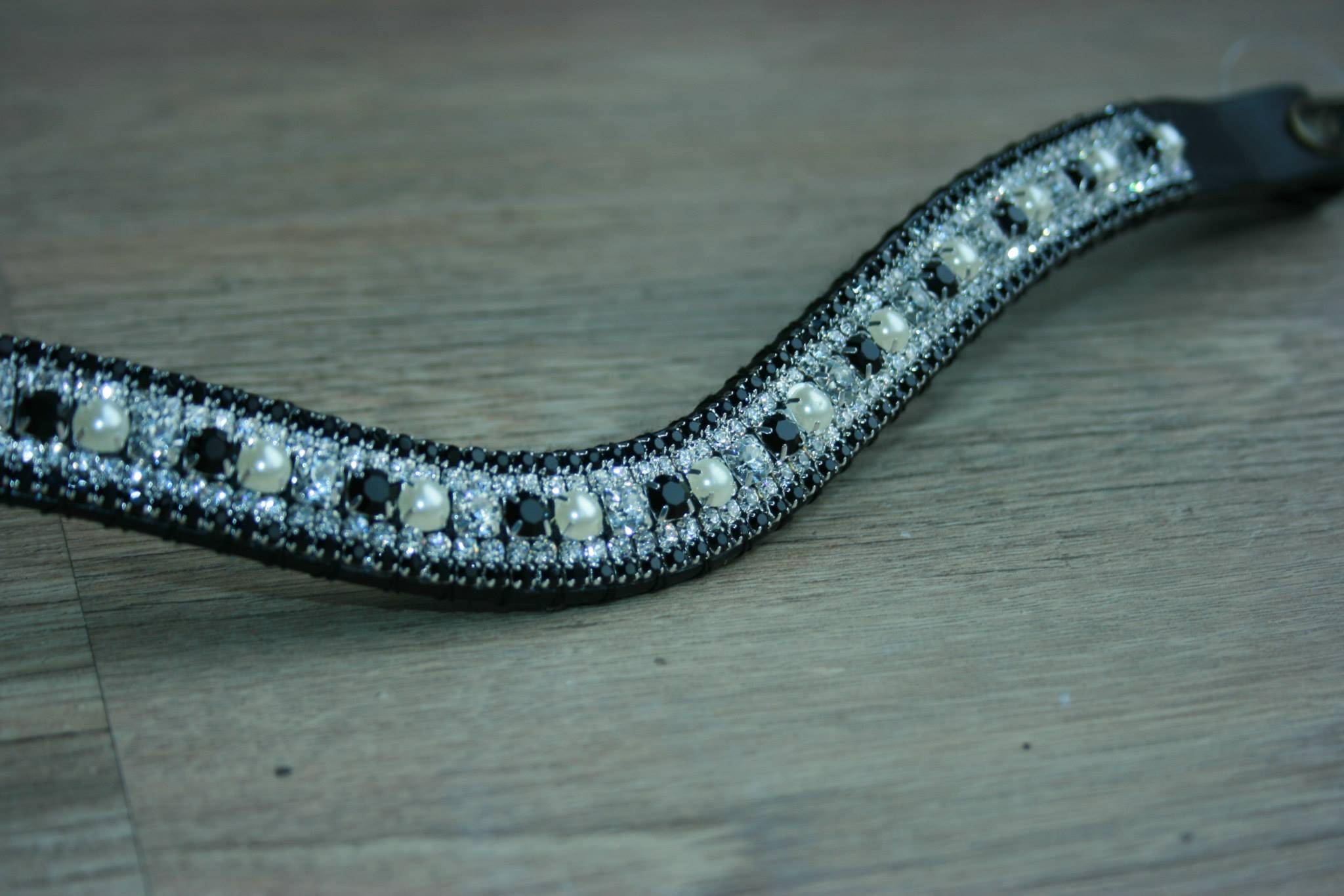 Black, white and pearl rhinestone browband