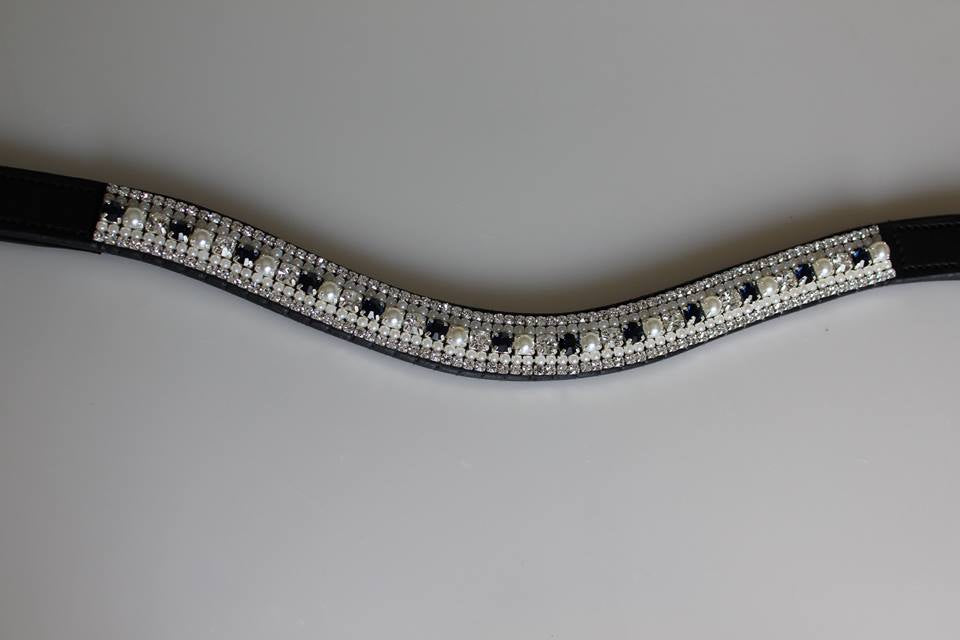 Frontal strass - noir, blanc et argent