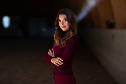 Turtleneck knitted polo top sweater Burgundy - Equestrian Stockholm