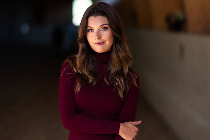 Turtleneck knitted polo top sweater Burgundy - Equestrian Stockholm
