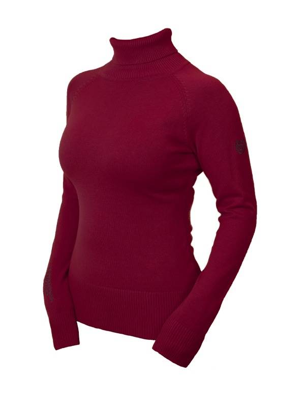 Turtleneck knitted polo top sweater Burgundy - Equestrian Stockholm