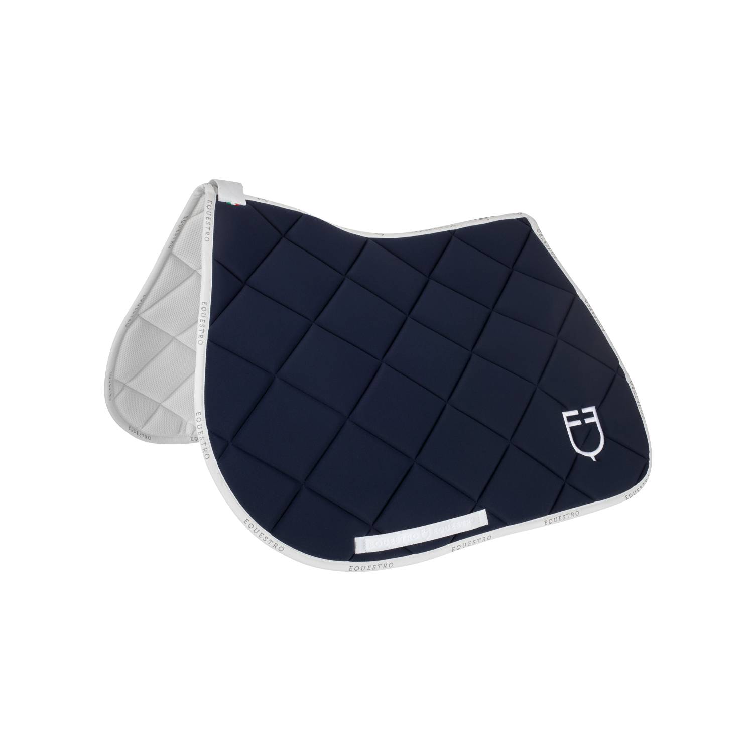 Technical saddle pad logo navy blue/white - Equestro