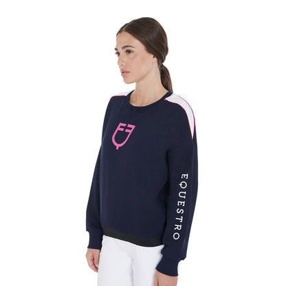 Navy/fuchsia round-neck sweatshirt - Equestro