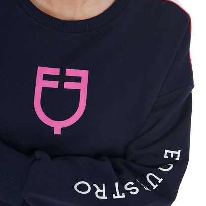 Navy/fuchsia round-neck sweatshirt - Equestro