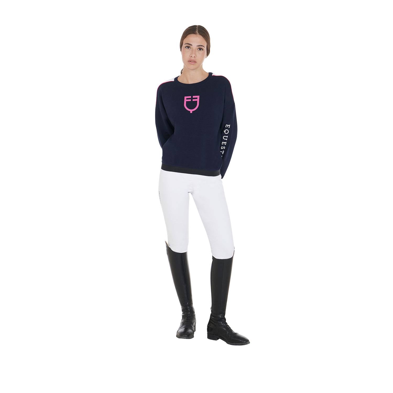 Navy/fuchsia round-neck sweatshirt - Equestro
