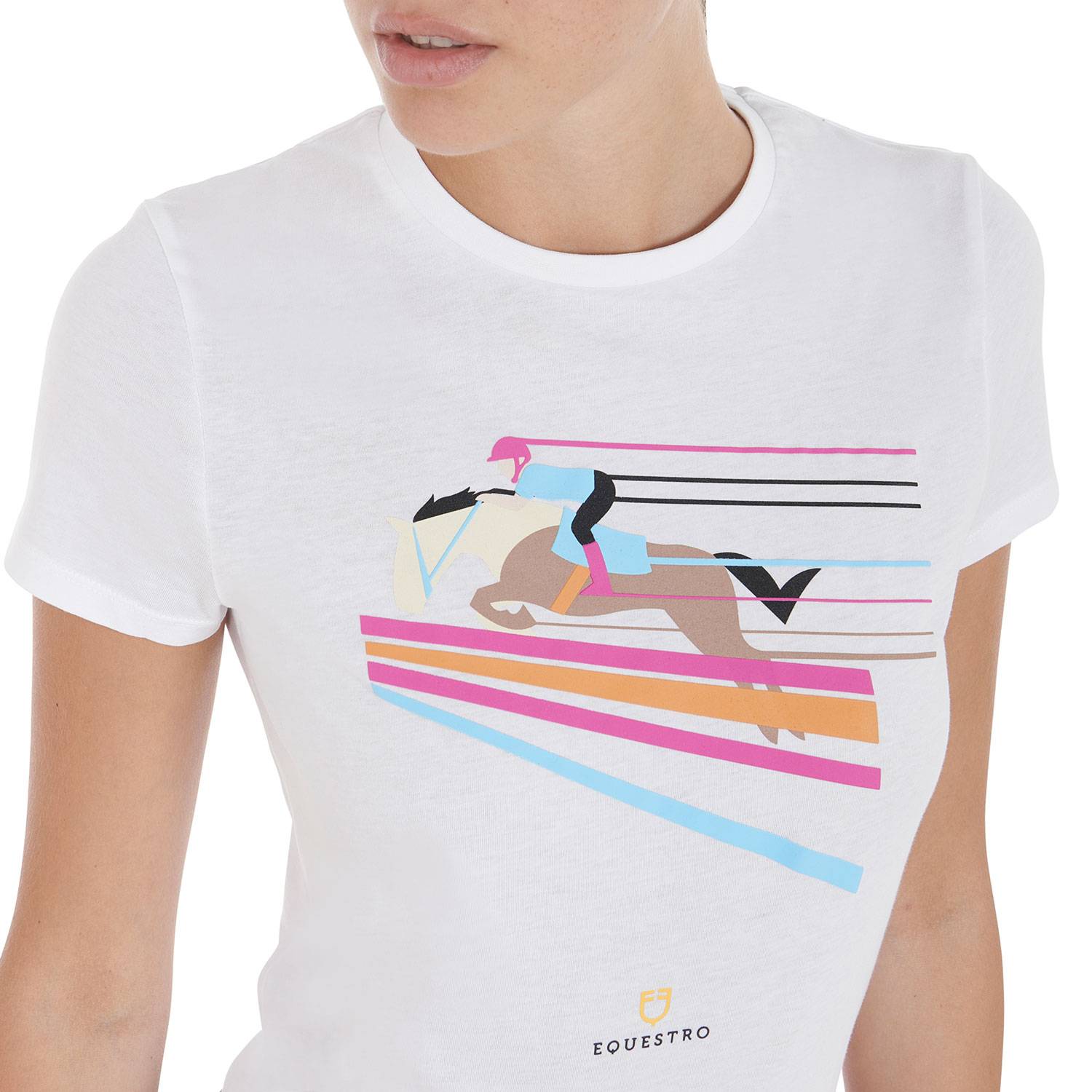 Colorful jump design fitted t-shirt - EQUESTRO