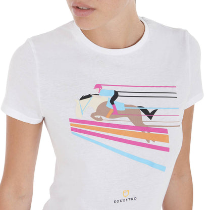 Colorful jump design fitted t-shirt - EQUESTRO