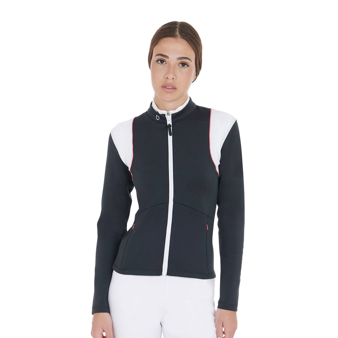 Technical jacket with perforated navy/fuchsia inserts - EQUESTRO