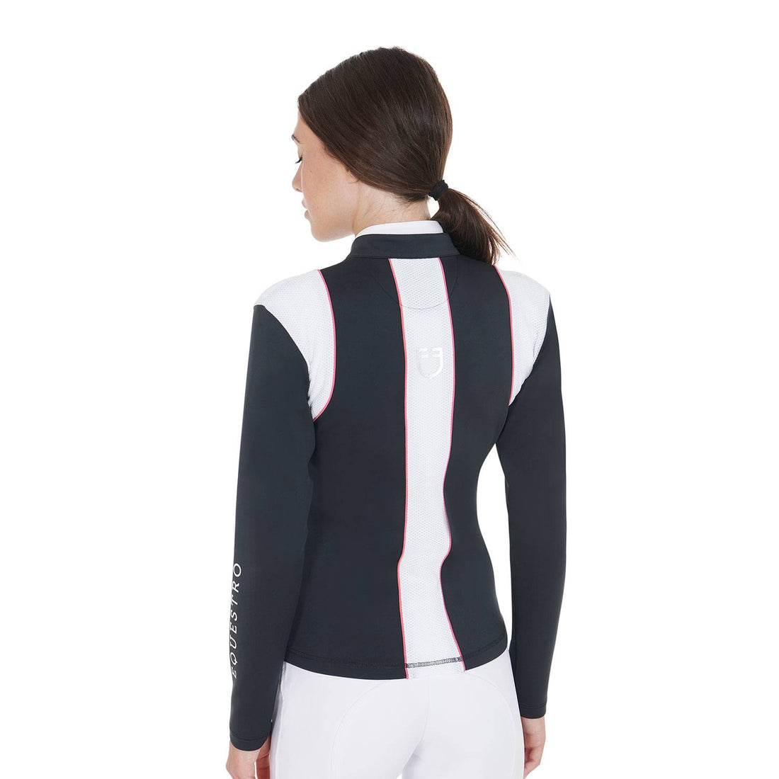 Technical jacket with perforated navy/fuchsia inserts - EQUESTRO