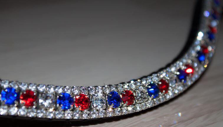 Frontal strass France bleu/argent/rouge